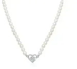 Perlenkette ELLI "Elli Halskette Choker Perle Herz Edelweiss 925 Silber" Gr. 40,