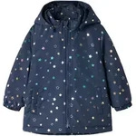 Outdoorjacke NAME IT "NMFMAXI JACKET PA FOIL AOP NOOS", M&auml;dchen, Gr. 92, bunt (naval