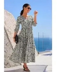 Maxikleid LASCANA "mit Bl&auml;tterprint aus gewebter Viskose, locker bequemer...