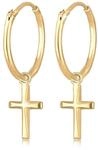 Paar Creolen ELLI "Ohrringe Creolen H&auml;nger Kreuz Religion 925 Silber" Gr. 33,...
