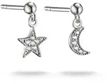 Paar Ohrstecker THOMAS SABO "Mond-Desgin und Stern-Optik", silber (silberfarben,