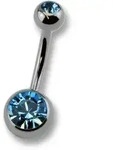 Bauchnabelpiercing ZEEME "Titan silberfarben Kristall dunkelblau", grau (grau,...