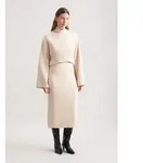 Midirock SEIDENSTICKER, Damen, Gr. S, beige (ecru), 80% Wolle, 15% Polyamid, 5%