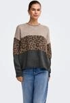 Rundhalspullover ONLY "ONLJADE ANIMAL LS O-NECK NOOS KNT", Damen, Gr. M, braun (humus