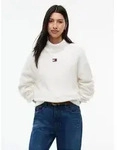 Tommy Jeans Stehkragenpullover "TJW MOCKNECK BADGE SWEATER EXT" Materialmix mit