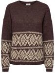 Strickpullover JDY "JDYDINA L/S ON FAROE ISLAND PULLOVE KNT", Damen, Gr. L, braun