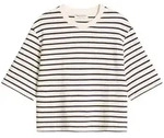 T-Shirt MARC O'POLO "aus Light Sweat", Damen, Gr. XXS, schwarz-wei&szlig; (light beige),