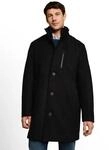 Wollmantel TOM TAILOR, Herren, Gr. 3XL, schwarz, Web, Obermaterial: 73% Polyester,