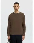 Rundhalspullover SELECTED "SLMBRAUN KNIT RIB CREW NECK NOOS", Herren, Gr. M, braun