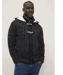 Kapuzenstrickjacke KANGAROOS, Herren, Gr. M, schwarz (anthrazit meliert), Strick,