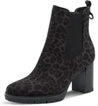 Chelseaboots TAMARIS, Damen, Gr. 36, schwarz (grau leo), Textil, Veloursleder,...