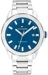 Automatikuhr TOMMY HILFIGER "LARS", blau (silberfarben, blau, blau), Armbanduhren,