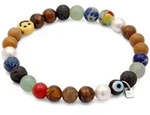 Armkette KUZZOI "Armband Smiling Face Evil Eye Bead Glas Achat 925 Sterling...