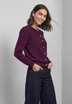 Cardigan STREET ONE, Damen, Gr. 34, berry maroon meliert, Web, 38% Baumwolle, 36%