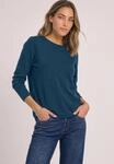 Rundhalspullover STREET ONE, Damen, Gr. 34, blau petrol, Web, 60% Viskose, 40%
