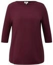 3/4-Arm-Shirt S.OLIVER CURVE, Damen, Gr. 44, rot (burgundy), Jersey, Obermaterial: