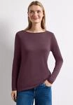 Langarmshirt STREET ONE, Damen, Gr. 34, lila (schwarz, rustic rouge), Web, 50%