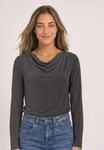 Langarmshirt STREET ONE, Damen, Gr. 34, grau (schwarz coffee), Stoff, 70% Modal, 30%