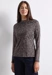 Langarmshirt STREET ONE, Damen, Gr. 34, braun (schwarz), Netz;Jersey;Stoff,