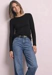 Langarmshirt STREET ONE, Damen, Gr. 34, schwarz, Web, 50% Baumwolle, 50% Modal,