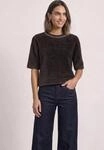 T-Shirt STREET ONE, Damen, Gr. 34, braun (schwarz coffee), Stoff, 65% Polyamid, 23%
