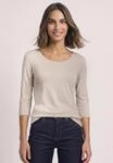 3/4-Arm-Shirt STREET ONE, Damen, Gr. 34, beige (clay sand), Web, 50% Modal, 50%