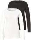 Langarmshirt STREET ONE, Damen, Gr. 34, braun (sanftes wei&szlig;, schwarz coffee), Web,