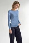 Langarmshirt STREET ONE, Damen, Gr. 34, blau (northern blau), Web, Oberstoff: 50%