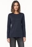 Langarmshirt STREET ONE, Damen, Gr. 34, blau (schwarzest blau, clay sand), Web, 50%