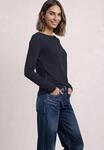 Langarmshirt STREET ONE, Damen, Gr. 34, indigo night, Stoff, Oberstoff: 50%