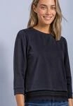 STREET ONE 3/4-Arm-Shirt mit Spitzenkante am Saum / mit Stretch