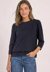 3/4-Arm-Shirt STREET ONE, Damen, Gr. 34, schwarz (indigo night), Stoff, 71%