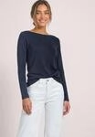 Langarmshirt STREET ONE, Damen, Gr. 34, blau (schwarzest blau), Web, 50% Baumwolle,