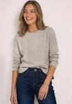 Langarmshirt STREET ONE, Damen, Gr. 42, grau (sanded amber meliert), Stoff, 58%
