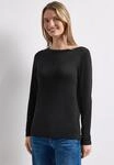 Langarmshirt STREET ONE, Damen, Gr. 34, schwarz (wei&szlig;, schwarz), Web, 50% Baumwolle,