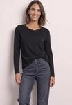 Langarmshirt STREET ONE, Damen, Gr. 34, schwarz, Web, 50% Baumwolle, 50% Modal,