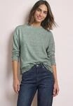 STREET ONE Strickpullover Spitzenbesatz am Saum / Melange-Look