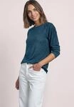 Langarmshirt STREET ONE, Damen, Gr. 34, blau (blau petrol), Stoff, 67% Viskose, 30%