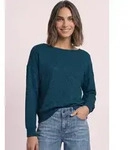 Langarmshirt STREET ONE, Damen, Gr. 36, gr&uuml;n (blau petrol meliert), Jersey, 80%