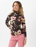 Langarmshirt BRAX "Style CARINA L", Damen, Gr. 38, bunt (dunkelbraun), 95% Baumwolle,