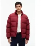 Daunenjacke TOMMY HILFIGER "DOWN STAND PUFFER", Herren, Gr. S, rot (burgundy), Web,