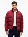 Daunenjacke TOMMY HILFIGER "DOWN STAND PUFFER", Herren, Gr. S, rot (burgundy), Web,