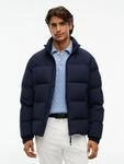 Daunenjacke TOMMY HILFIGER "DOWN STAND PUFFER", Herren, Gr. S, blau (navy blau), Web,