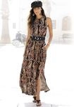 LASCANA Maxikleid "mit Paisleyprint und Schlitz, Jerseykleid" Seitennahttaschen