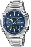 Funkchronograph CASIO FUNK, blau (silberfarben), Armbanduhren, Herren, Solaruhr,