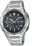 Funkchronograph CASIO FUNK, schwarz (silberfarben, dunkelblau), Armbanduhren, Herren,