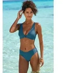 Triangel-Bikini LASCANA, Damen, Gr. 38, Cup A/B, blau (petrol),...