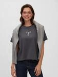 Kurzarmshirt VERO MODA "VMSARA METTE SS TOP BOX JRS GA NOOS", Damen, Gr. M, grau