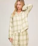 Pyjama HUNKEM&Ouml;LLER "Jacket Longsleeve Woven", Damen, Gr. XS, gr&uuml;n, 50% Baumwolle,