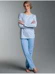 Schlafanzug TRIGEMA "TRIGEMA Pyjama Anzug mit "Punkt" Muster", Damen, Gr. S, blau